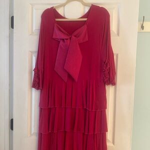 Pink layered dress with accent bow